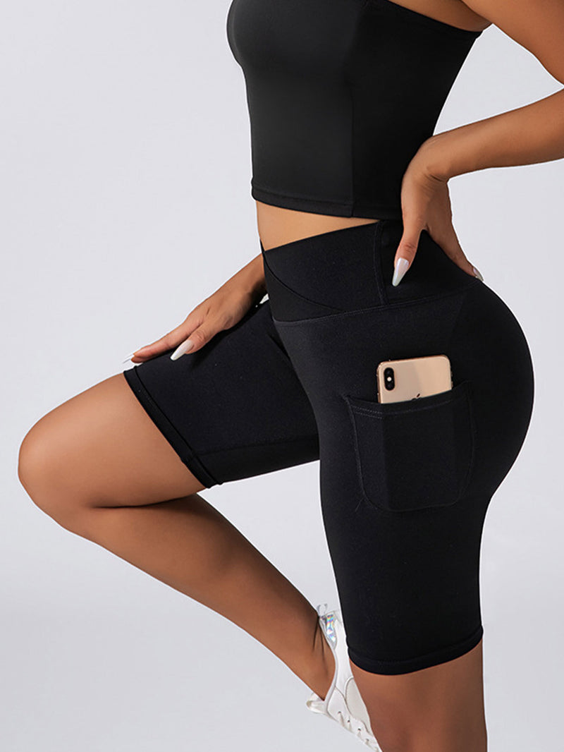 Professional Athletic Performance Biker Shorts - 3-Pack High-Waist Tummy Control with Side Pockets