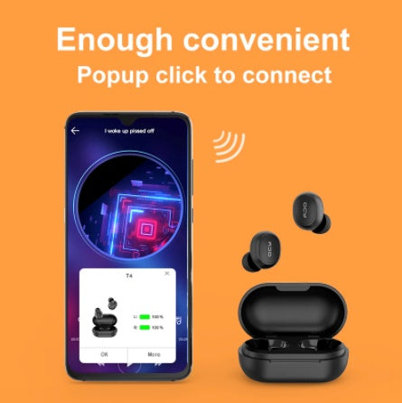 Ultra-Compact QCY T4 True Wireless Earbuds - Invisible Mini Design with Premium Sound