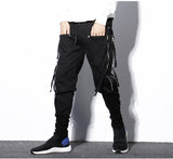 Men's Cotton Cargo Harem Pants - Comfortable Loose Fit Black Trousers Size L