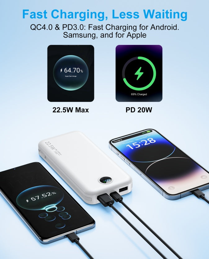 9000mAh Power Bank with AC Socket & Digital Display - Fast Charging Portable Charger