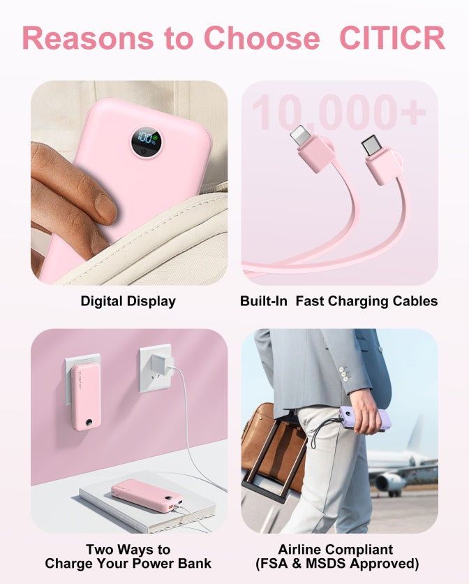 9000mAh Power Bank with AC Socket & Digital Display - Fast Charging Portable Charger
