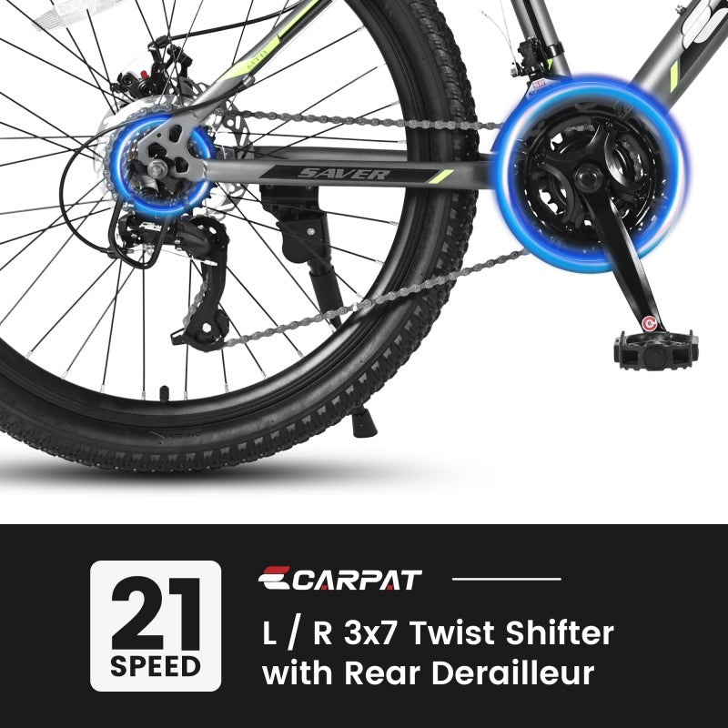 Adventure-Ready 24" Mountain Bike - Steel Frame with Shimano 21-Speed & Dual Disc Brakes