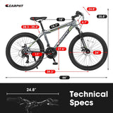 Adventure-Ready 24" Mountain Bike - Steel Frame with Shimano 21-Speed & Dual Disc Brakes