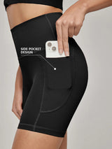 Premium Plus Size High-Waist Yoga Shorts with Side Pockets - Tummy Control Athletic Leggings