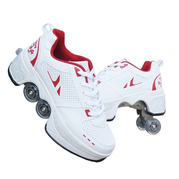 Four-Wheeled TikTok Roller Shoes - Adjustable Pulley Skates for Men and Women