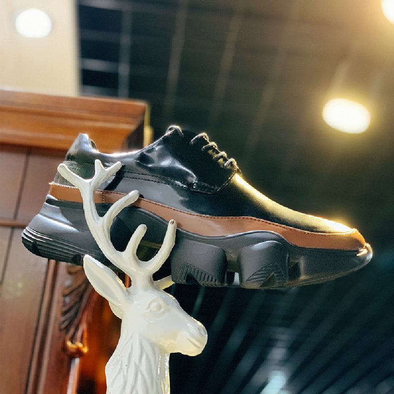 Sophisticated Handcrafted Leather Casual Shoes - Elevated Height Design