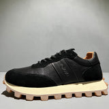 Premium Men's Leather Sports Shoes - Fashion Lace-Up Thick Sole Athletic Footwear