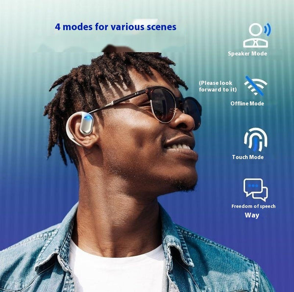 Smart AI Translation Bluetooth Earbuds - Open Ear Hook Design with Multi-Language Support