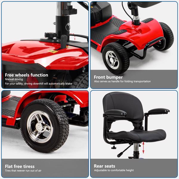 Advanced 4-Wheel Electric Mobility Scooter - Foldable Senior Wheelchair with Long Range Battery