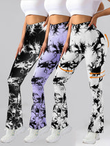 3-Pack Tie Dye Seamless High-Waisted Workout Leggings - Women's Scrunch Butt Lifting Yoga & Athletic Pants