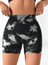 3-Pack Tie Dye Active Wear Shorts - Premium High-Waisted Contour Gym & Yoga Shorts