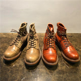 Premium Leather High-Top Work Boots - Men's Trendy All-Match Mid-Top Footwear