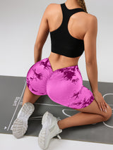 3-Pack Tie Dye Active Wear Shorts - Premium High-Waisted Contour Gym & Yoga Shorts