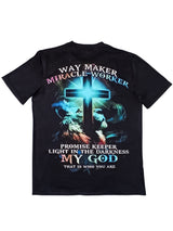 Way Maker Miracle Worker Pattern, Men's Fashionable 3D Digital Graphic T-shirt, Slightly Elastic And Breathable Retro T-shirt For Summer