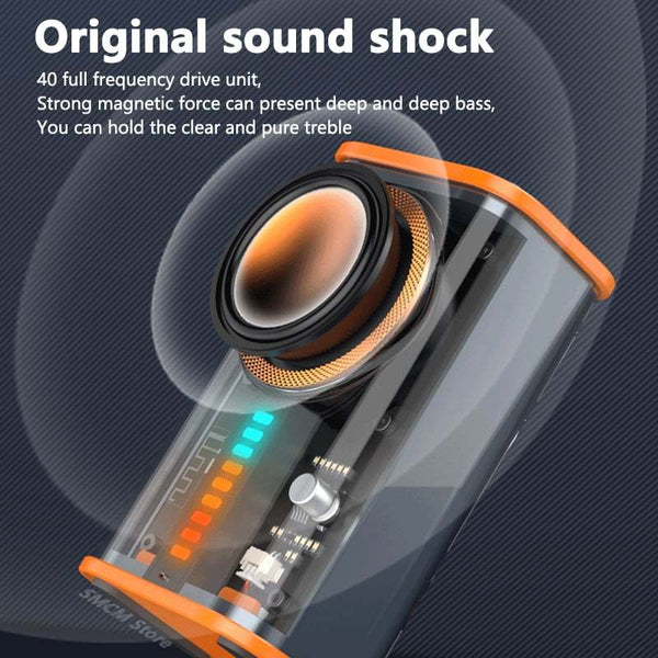 Futuristic Transparent Bluetooth Speaker with LED Light Show - Wireless Stereo Sound System