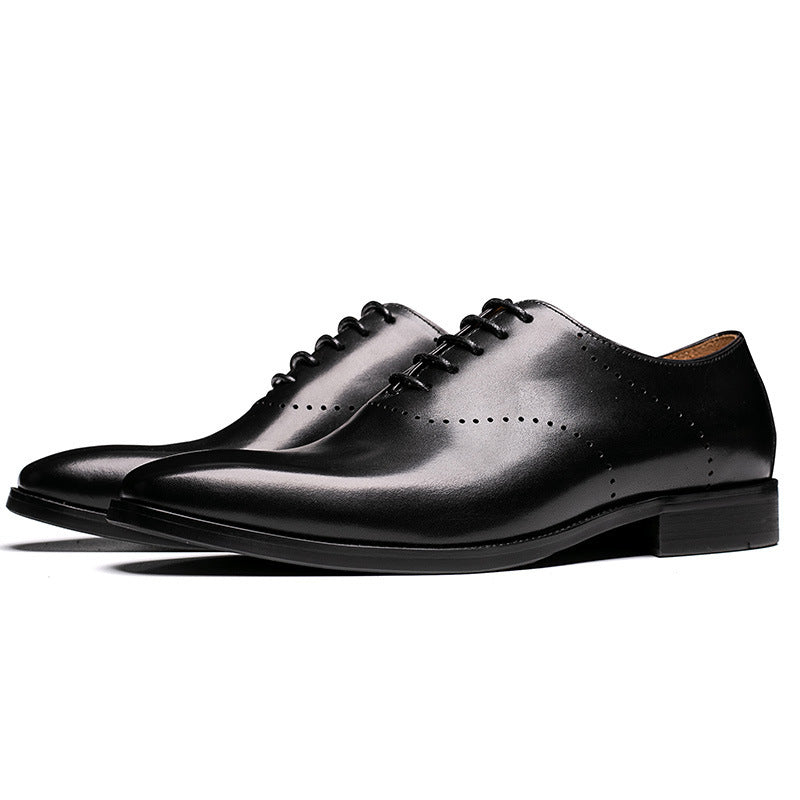 Premium Men's Oxford Dress Shoes - Hand-Polished Cowhide Leather Brogues for Business & Formal Wear