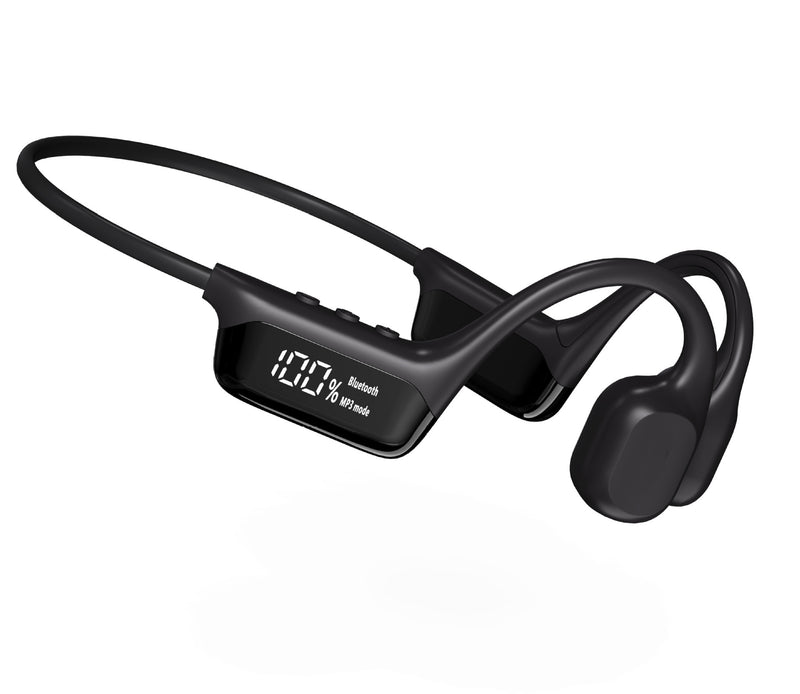 Wireless Bone Conduction Headphones with Digital Display - Waterproof Sports Bluetooth Headset