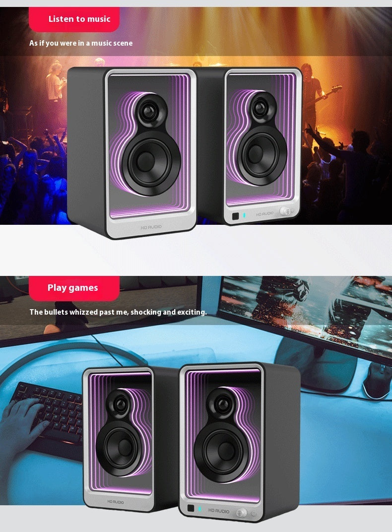 Premium Bluetooth Monitor Speakers - HIFI Computer Audio System with LED Lighting