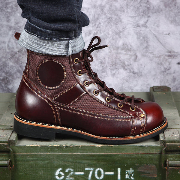 Sophisticated Outdoor High-Top Leather Boots - Men's Retro Style