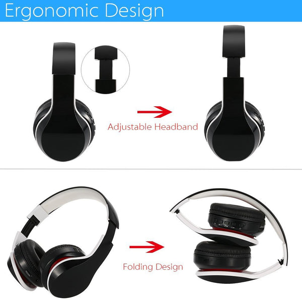 Professional Wireless Bluetooth Headphones - Premium Sports Foldable Design with Microphone