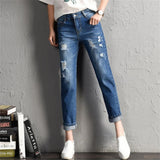 Women Fashion  Boyfriend Big Ripped Hole Jeans Casual High Street Denim Pants