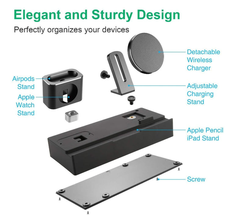 8-in-1 Wireless Charging Station & USB Hub - Premium Multi-Device Organizer