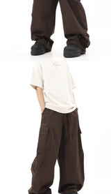 Vintage Multi-Pocket Loose Cargo Pants - Crumpled Style Men's Casual Wear