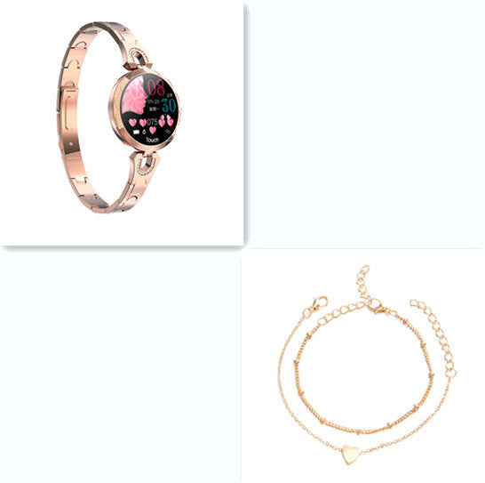 Elegant Rose Gold Smart Watch - Waterproof Fitness Tracker with Heart Rate Monitor for Active Women