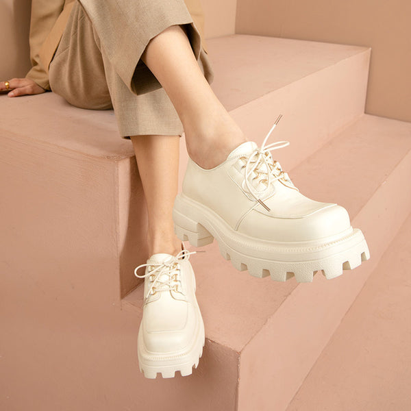 Elegant Square Toe Chunky Heel Platform Shoes - Sophisticated Women's Footwear