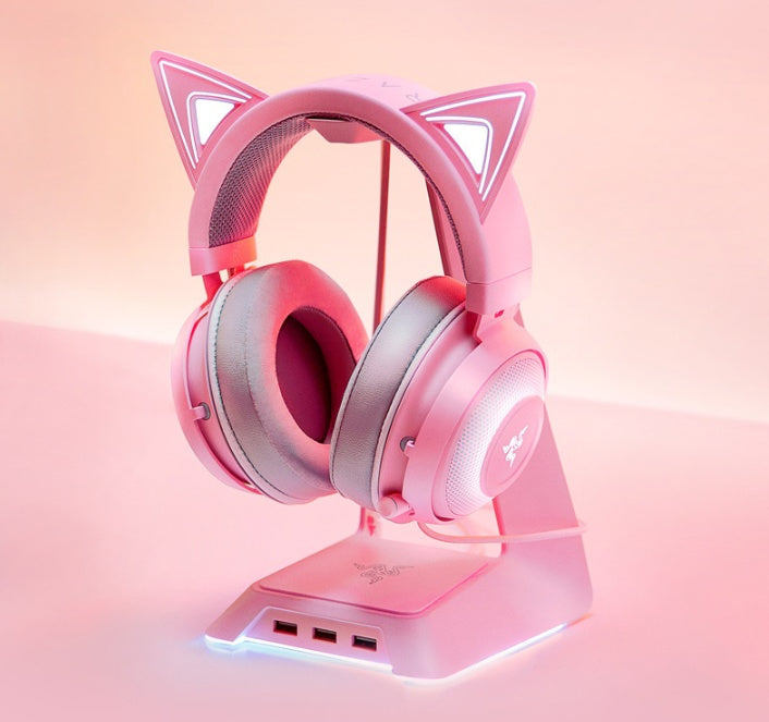 Luminous Cat Ear Gaming Headset - USB Wired Headphones with LED Glow