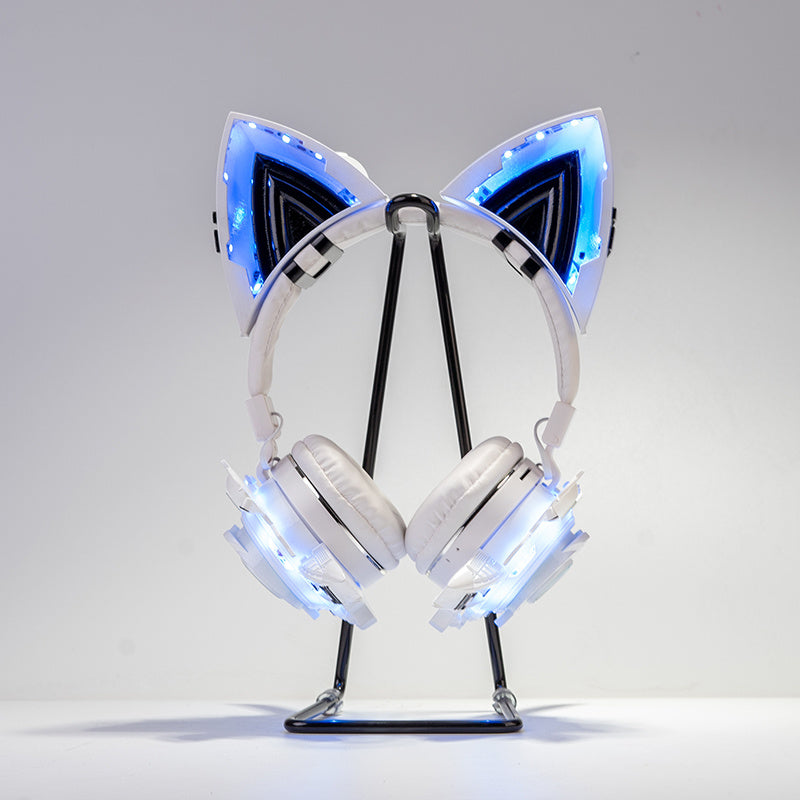 Luminous Cat Ear Gaming Headphones - Cute LED Cosplay Headset with Adjustable Bracket