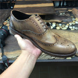 Artisan Handcrafted Distressed Leather Oxford Shoes - Vintage Engraved Men's Casual Footwear