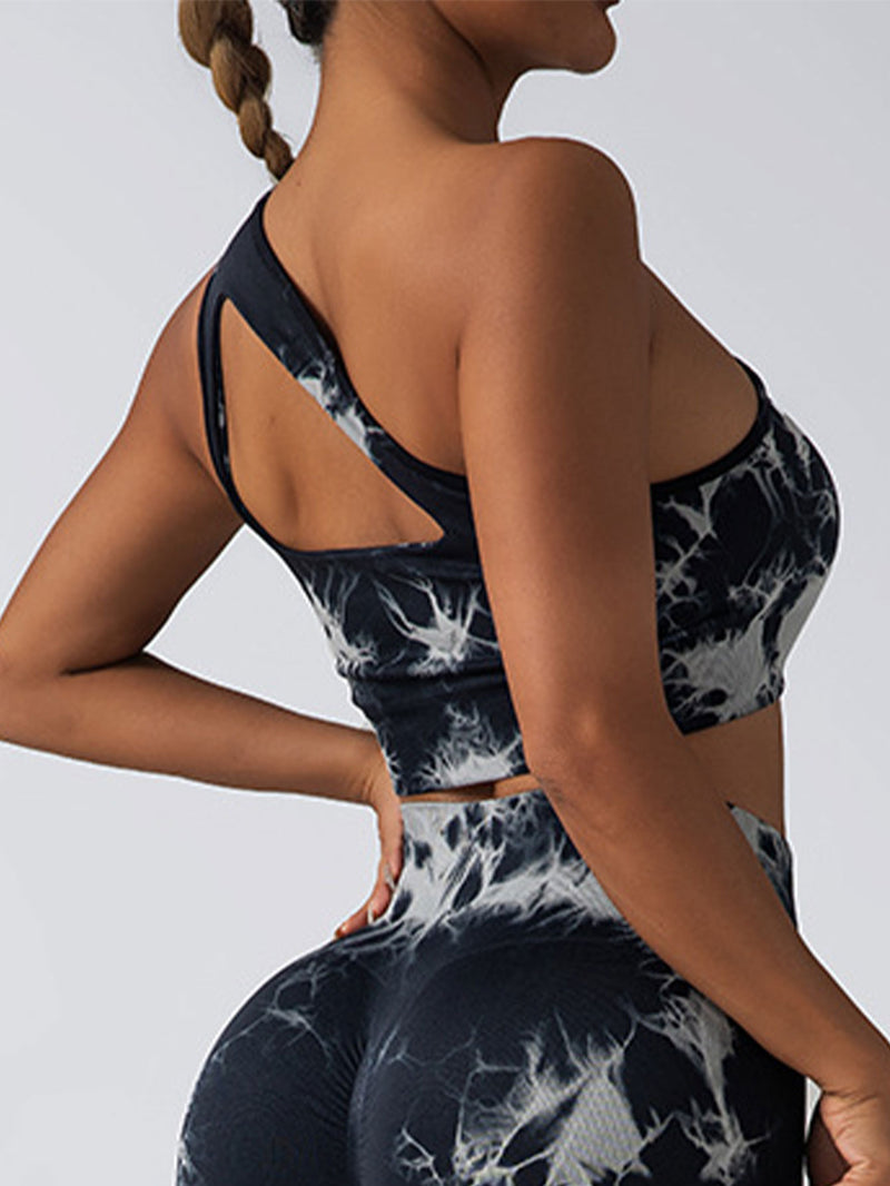 Premium Seamless One-Shoulder Sports Bra & Scrunch Butt Lifting Leggings Set - Complete Gym Outfit