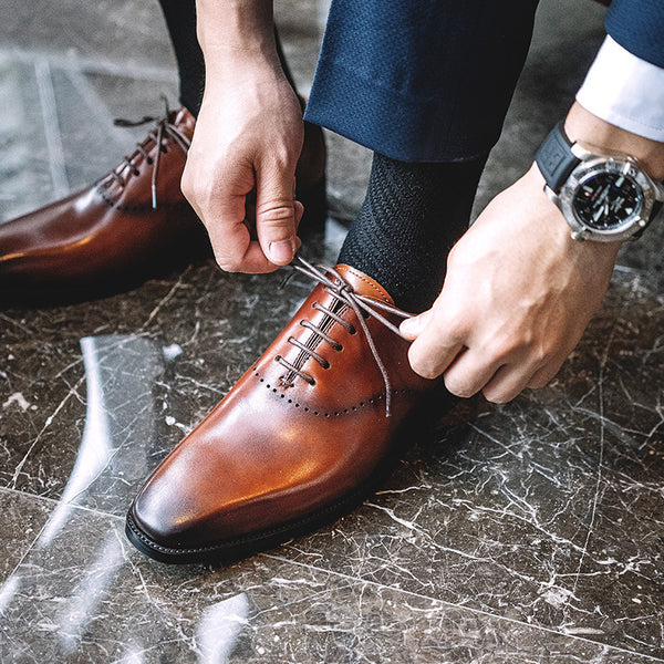 Premium Men's Oxford Dress Shoes - Hand-Polished Cowhide Leather Brogues for Business & Formal Wear