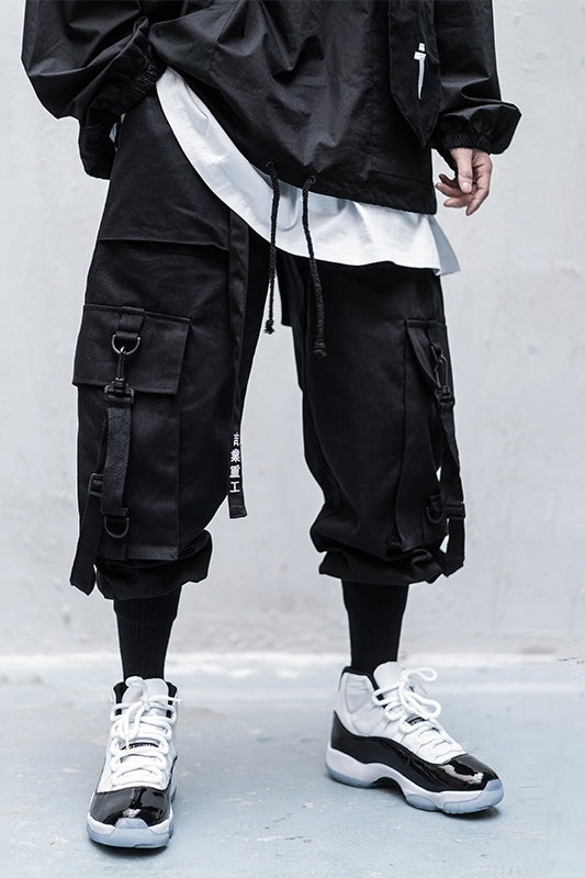 Urban Street Style Cargo Overalls - Men's Loose Fit Hip Hop Pants