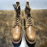 Premium Leather High-Top Work Boots - Men's Trendy All-Match Mid-Top Footwear