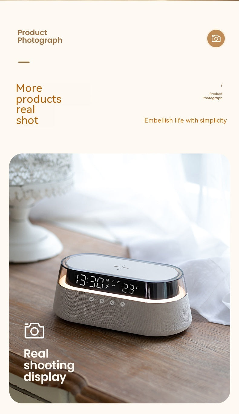 Wireless Charging Night Light with Bluetooth Speaker - 3-in-1 Bedside Audio Station