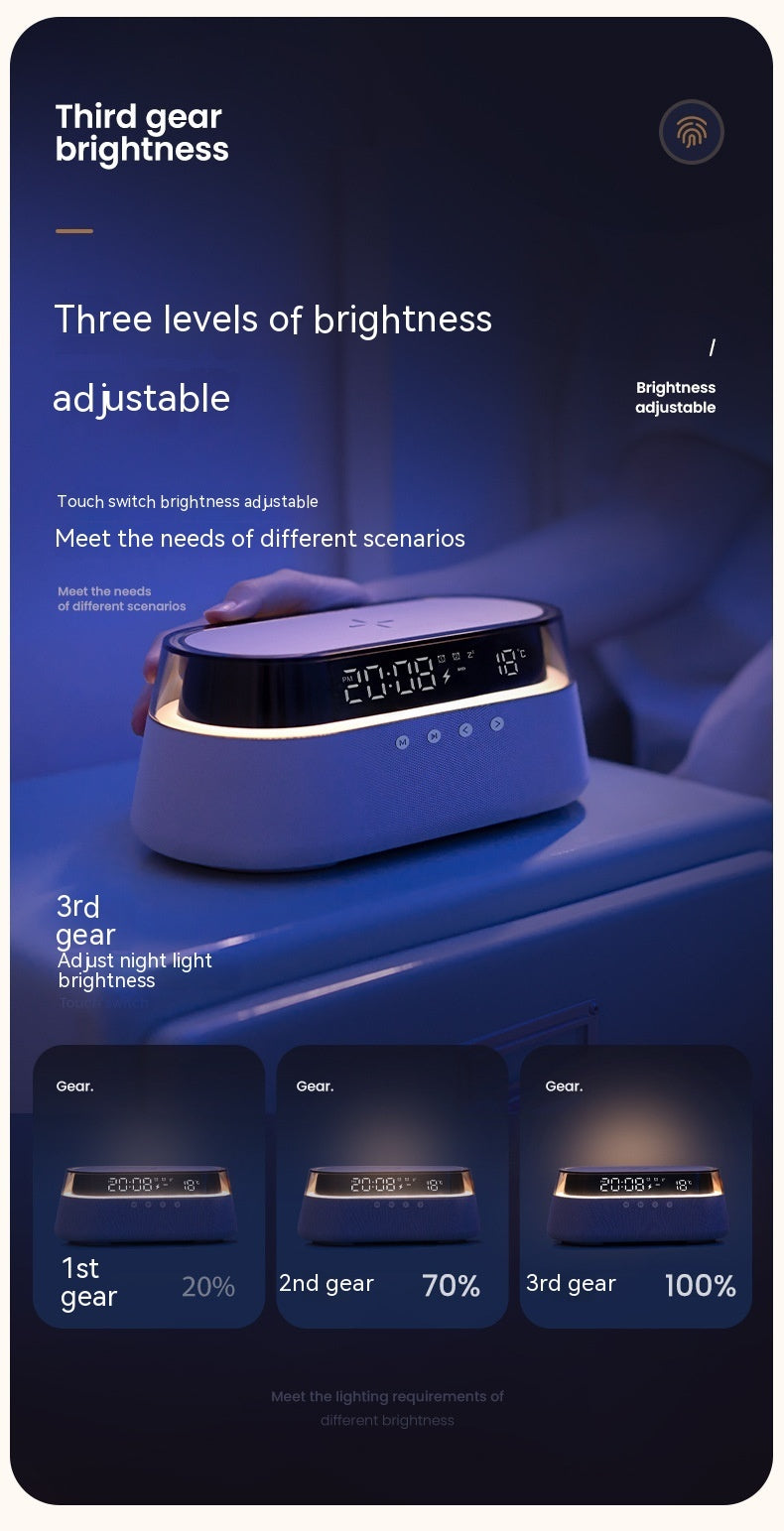 Wireless Charging Night Light with Bluetooth Speaker - 3-in-1 Bedside Audio Station