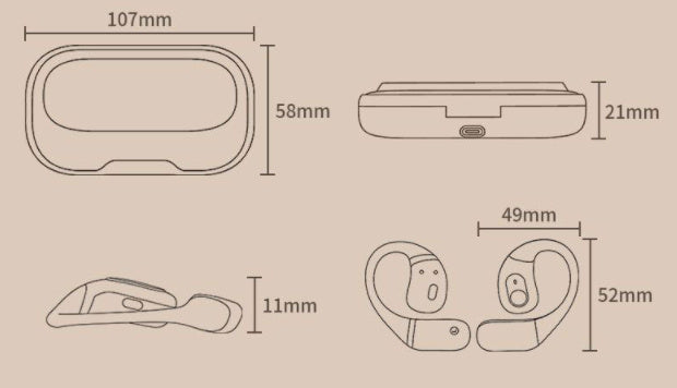 Wireless Sports Bluetooth Headset - 8-10 Hour Battery Life & Comfortable Ear Hook Design