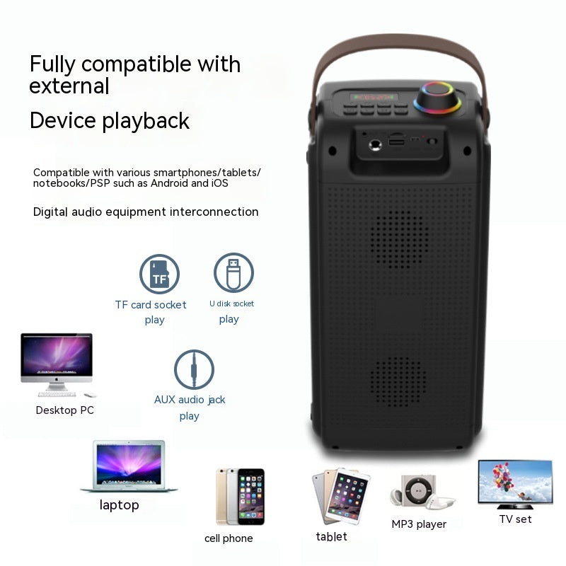 Wireless Bluetooth Speaker with LED Color Lights - Portable Sound System