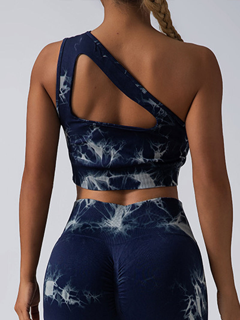 Premium Seamless One-Shoulder Sports Bra & Scrunch Butt Lifting Leggings Set - Complete Gym Outfit