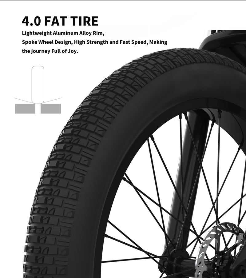 Ultimate All-Terrain Fat Tire Electric Bike - 52V 1000W Motor, 20AH Extended Range Battery & Hydraulic Brakes