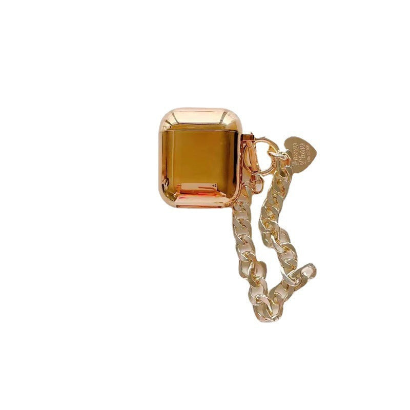 Elegant Heart Chain AirPods Case - Gold Plated Wireless Earbuds Cover