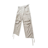 Men's Multi-Pocket Cargo Pants - Loose Wide Leg Denim Trousers with Side Zipper