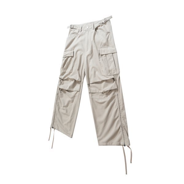 Men's Multi-Pocket Cargo Pants - Loose Wide Leg Denim Trousers with Side Zipper