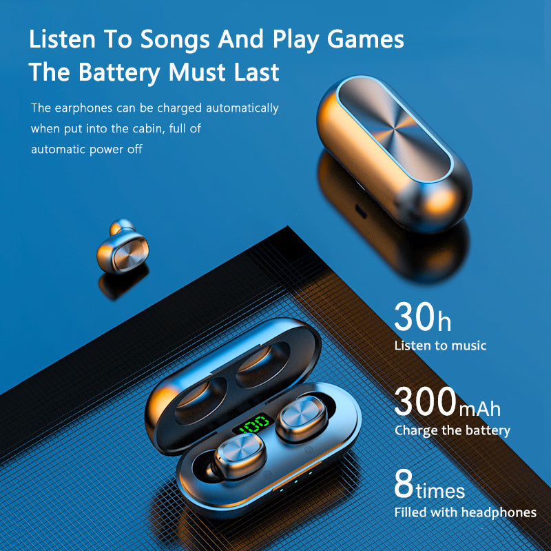 Wireless Bluetooth 5.0 Earbuds with Digital Display - 30H Playtime Touch Control Headset