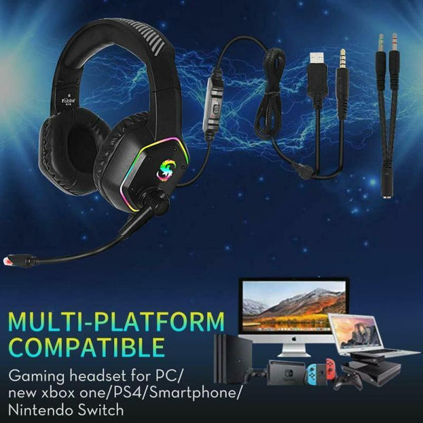 Professional RGB Gaming Headset with 7.1 Surround Sound - Black