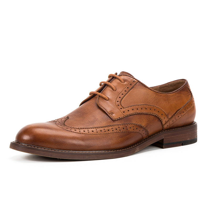 Premium Carved Men's Leather Derby Shoes - Vintage Style Oxford Dress Shoes