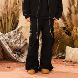Comfortable Cotton Wide-Leg Workwear Overalls with Ribbon Waist Strap