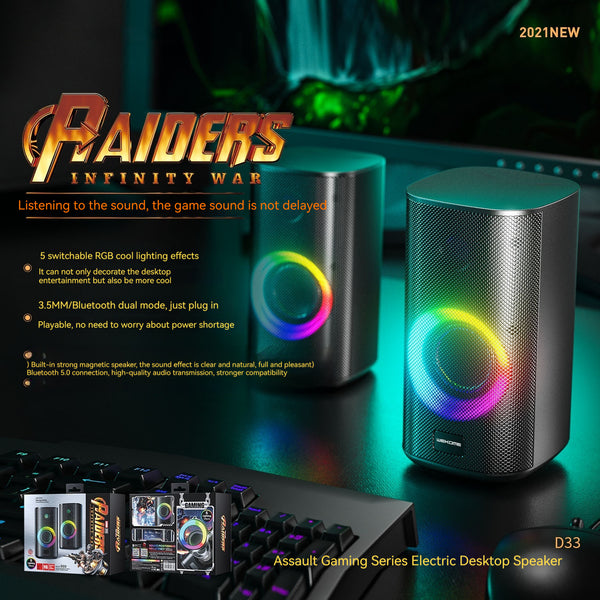 Premium Gaming RGB Desktop Bluetooth Speaker - Dual Stereo Sound System